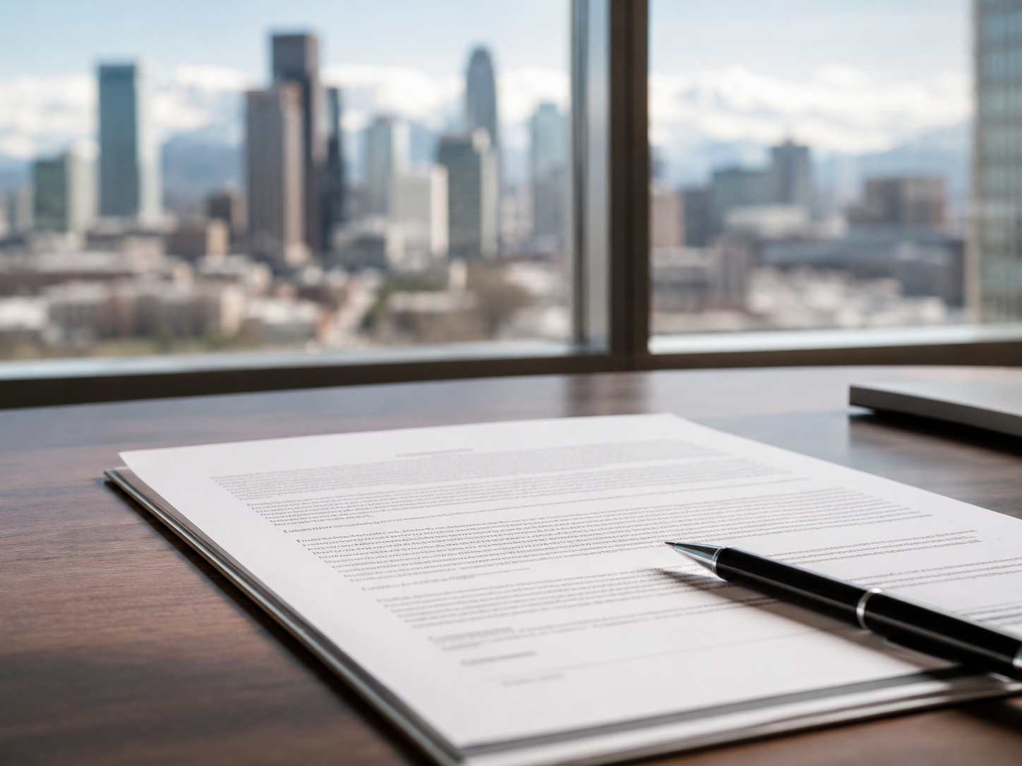 employment contract on a clean desk with a pen