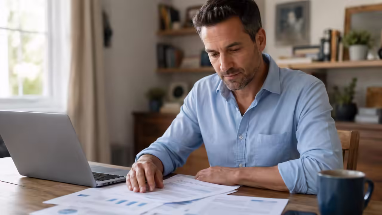 Employee reviewing FMLA leave documents at home workspace in Colorado